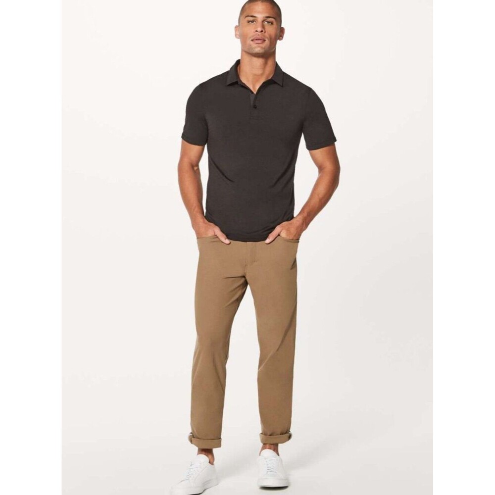 Lululemon Men's Evolution Polo Black Short Sleeve Moisture Wicking Size Small